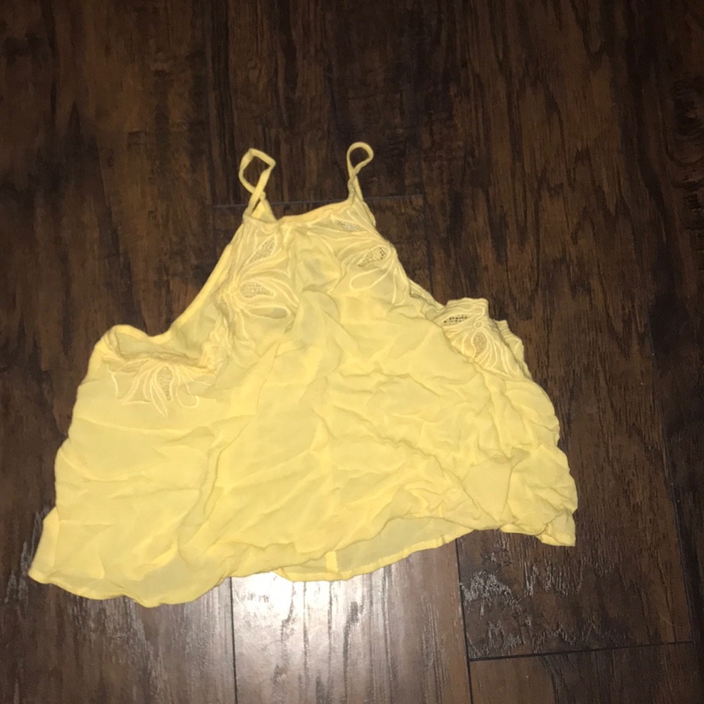 yellow halter tank crop